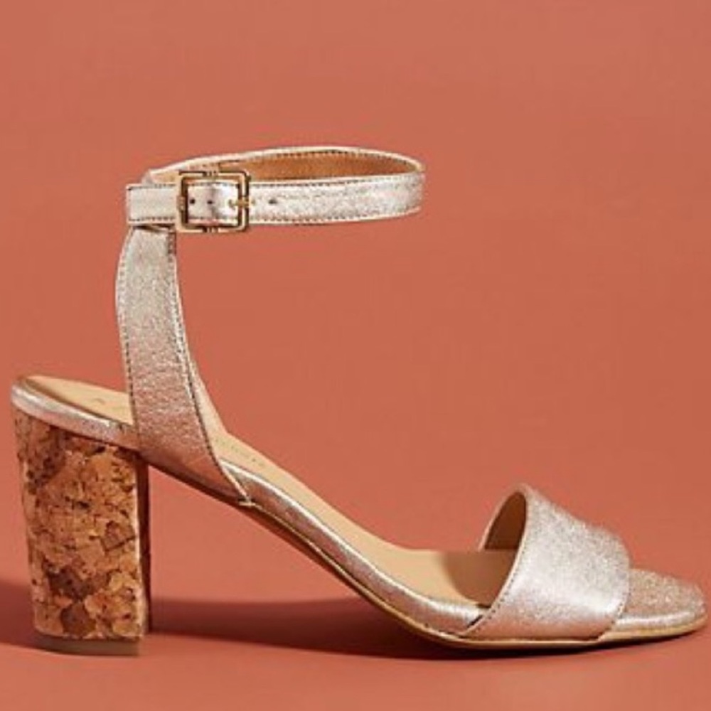 Anthropologie Elizabeth Cork-Heeled Sandals